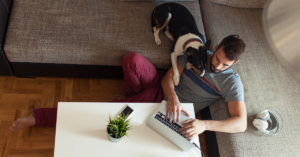 man working at laptop